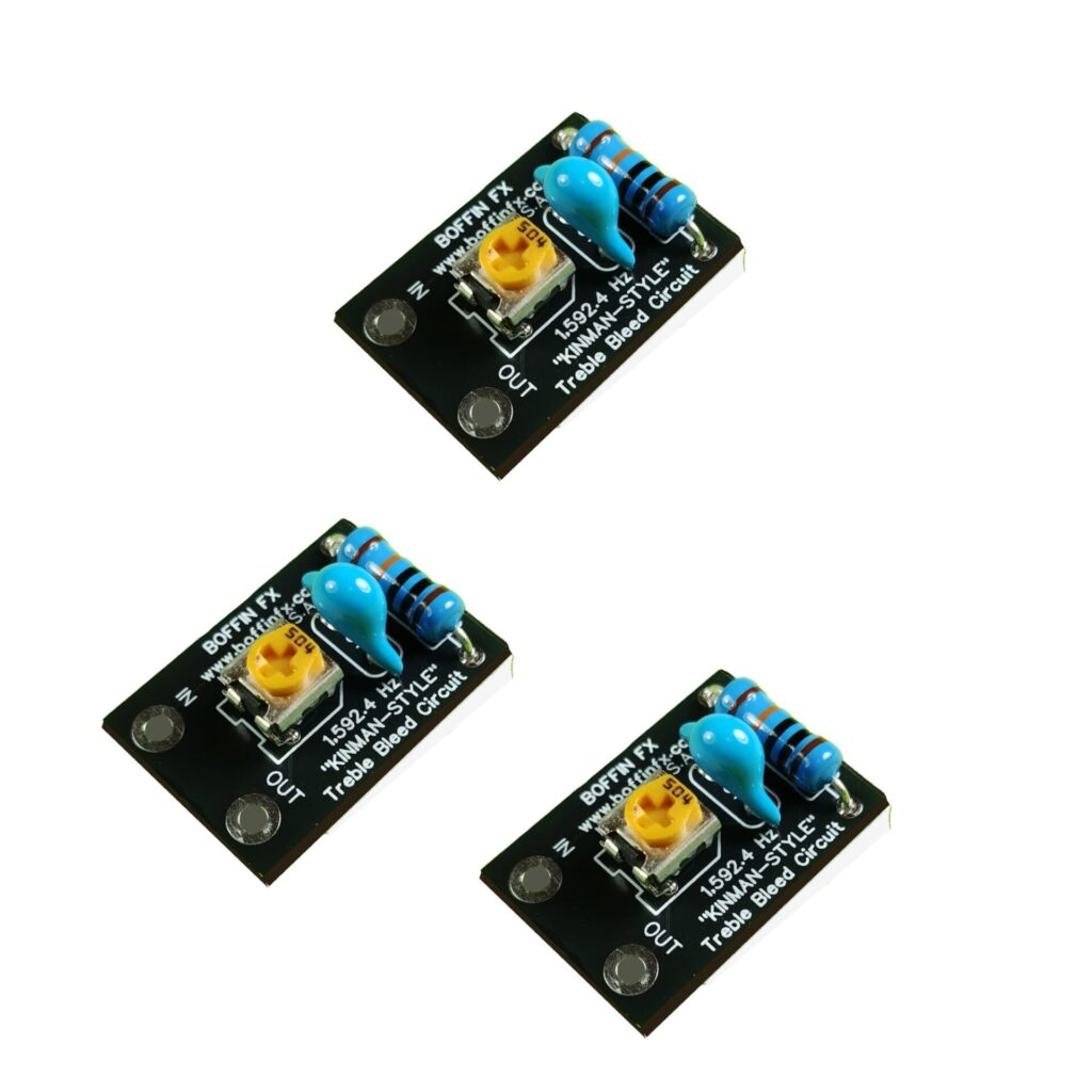 Kinman Adjustable Treble Bleed Circuit 1,592 Hz 3 Pack for Guitar High Output Humbucker and Single Coil Pickups- Black