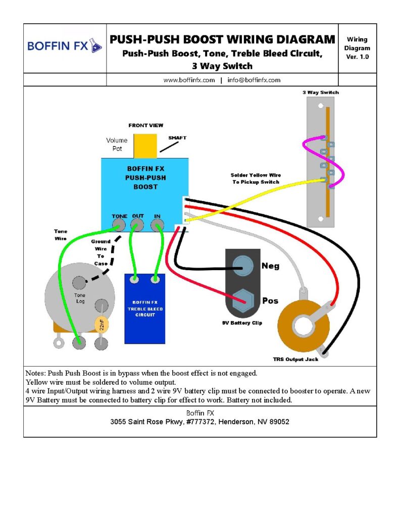 Boffin Fx Push Push Boost SMD 2025 Tone Treble Bleed Circuit 3 Way Sw Diagram